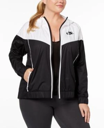 Shop Nike Plus Size Sportswear Windrunner Jacket In Black/white