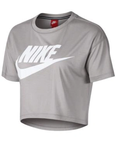 Shop Nike Sportswear Essential Cropped Top In Atmosphere Grey