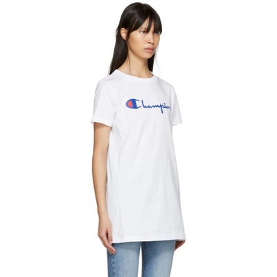 Shop Champion Reverse Weave White Big Logo T-shirt In Wht White