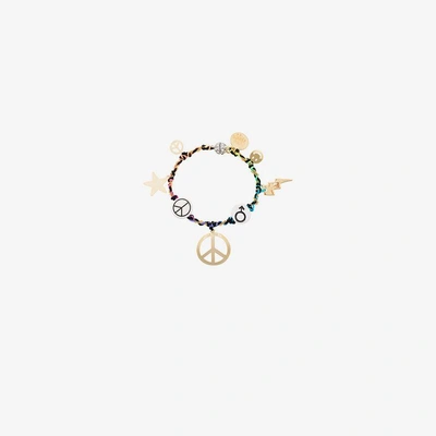 Shop Venessa Arizaga Peace Charm Bracelet In Multicolour
