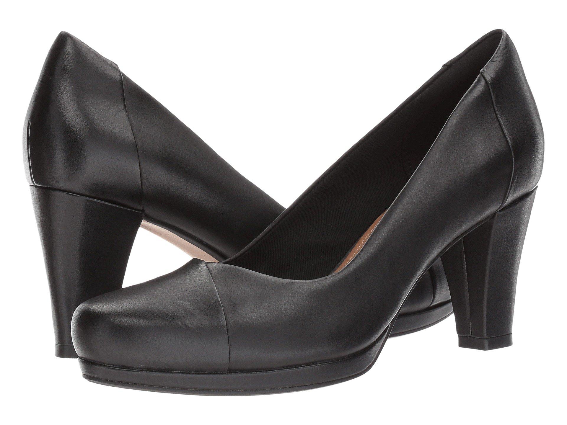 clarks black leather court shoes