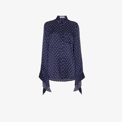 Shop Balenciaga Bb Kimono Blouse In Blue