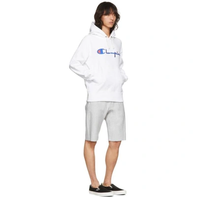 Shop Champion Reverse Weave White Warm-up Hoodie In Wht Ww001