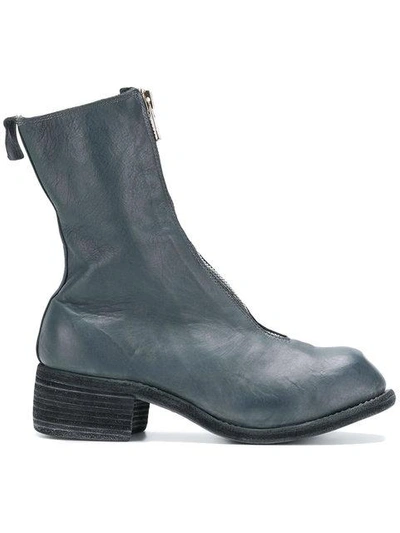 Shop Guidi Chunky Heel Boots - Grey