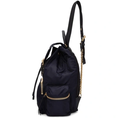 Shop Burberry Navy Medium Nylon Rucksack