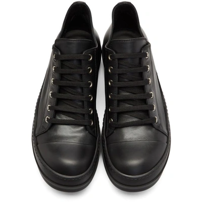 Shop Rick Owens Black Leather Low Sneakers In 99 Black