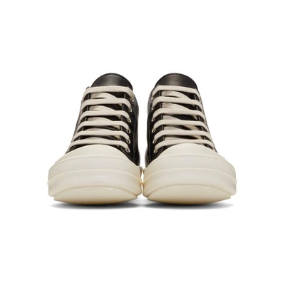 Shop Rick Owens Black & Off-white Leather Low Sneakers In 91 Blk Milk