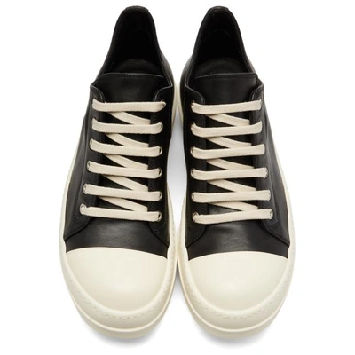 Shop Rick Owens Black & Off-white Leather Low Sneakers In 91 Blk Milk