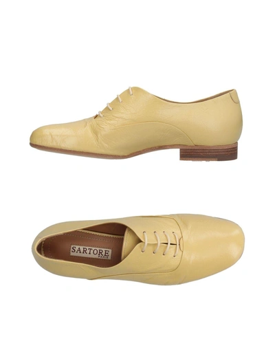 Shop Sartore Lace-up Shoes In Beige