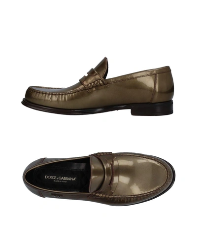 Shop Dolce & Gabbana Man Loafers Military Green Size 9 Calfskin