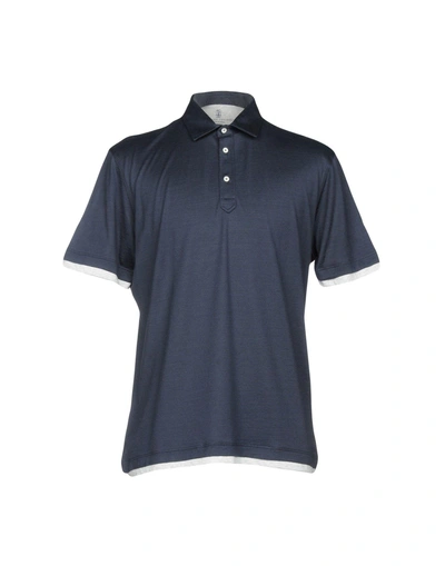 Shop Brunello Cucinelli Polo Shirts In Dark Blue