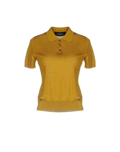 Shop Dsquared2 Polo Shirts In Ocher