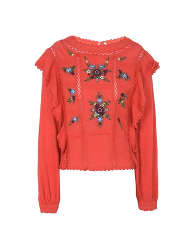 Shop Free People Blouse In Coral