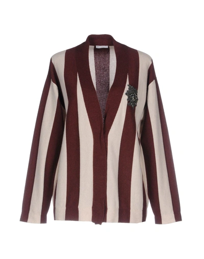 Shop Brunello Cucinelli Cardigan In Maroon