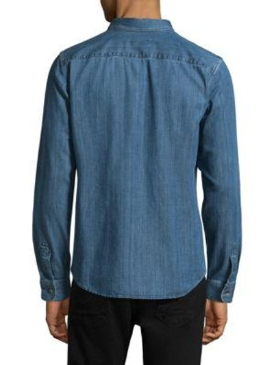 Shop Apc Faded Cotton Button-down Shirt In Denim Blue