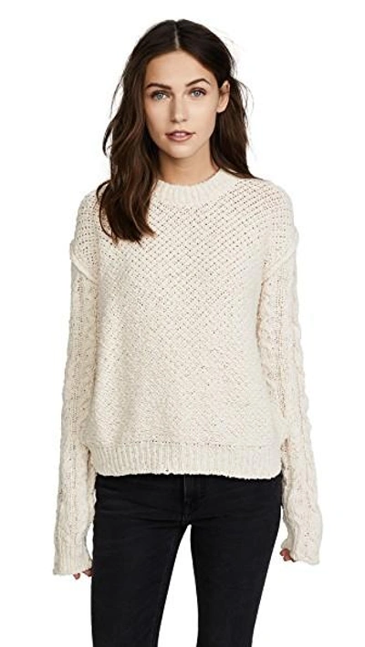 Shop Acne Studios Hila Cable Sweater In Off White