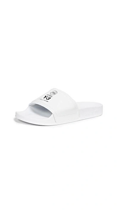 Shop Y-3 Adilette Slides In White/black/white