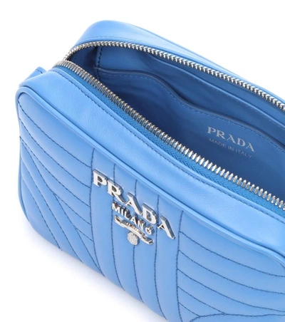 Shop Prada Diagramme Leather Crossbody In Blue