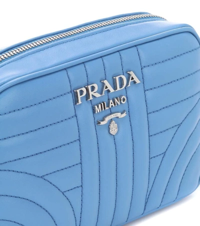 Shop Prada Diagramme Leather Crossbody In Blue
