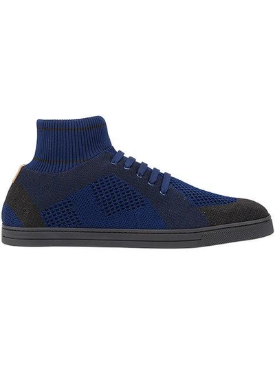 Shop Fendi Mesh Sock Sneakers In Blue