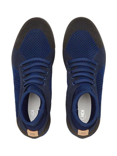 Shop Fendi Mesh Sock Sneakers In Blue