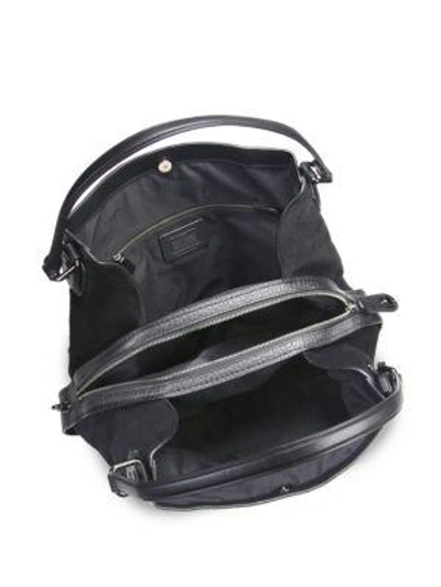 Shop Coach Edie 42 Mixed Leather Shoulder Bag In Black