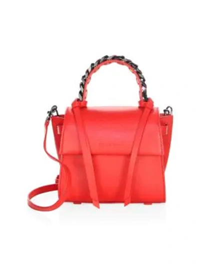 Shop Elena Ghisellini Flap Mini Leather Top Handle Bag In Scarlet