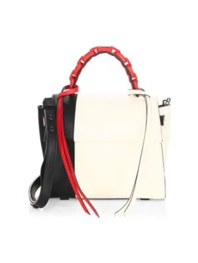 Shop Elena Ghisellini Tri-tone Leather Top Handle Bag In Ivory