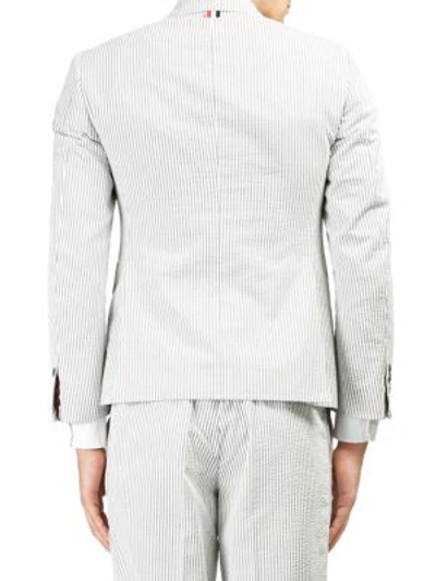 Shop Thom Browne Pinstriped Cotton Sportcoat In Grey