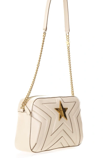 Shop Stella Mccartney Star Cream Faux Leather Shoulder Bag