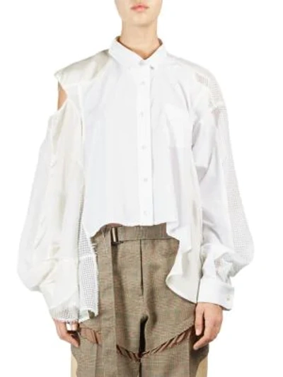 Shop Sacai Combo Button-down Shirt In White
