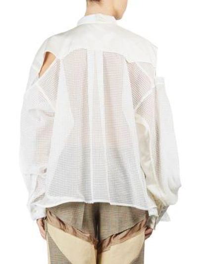 Shop Sacai Combo Button-down Shirt In White