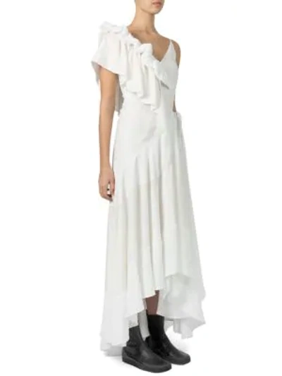 Shop Loewe Ruffle V-neck Maxi Dress In White