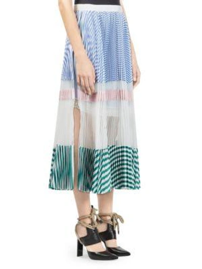 Shop Sacai Multi Stripe Midi Skirt In Stripe Multi