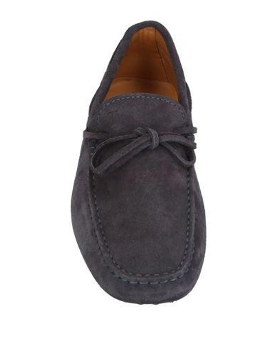 Tod's Man Loafers Charcoal Size 8.5 Leather In Steel Grey