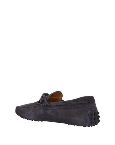 Tod's Man Loafers Charcoal Size 8.5 Leather In Steel Grey