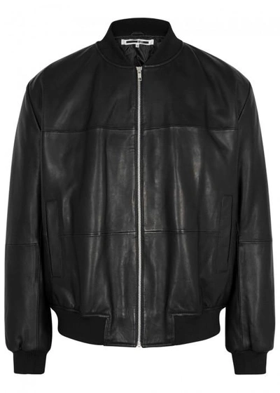 Shop Mcq By Alexander Mcqueen Black Leather Bomber Jacket