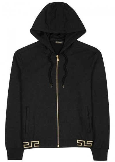 Shop Versace Black Hooded Modal Blend Sweatshirt
