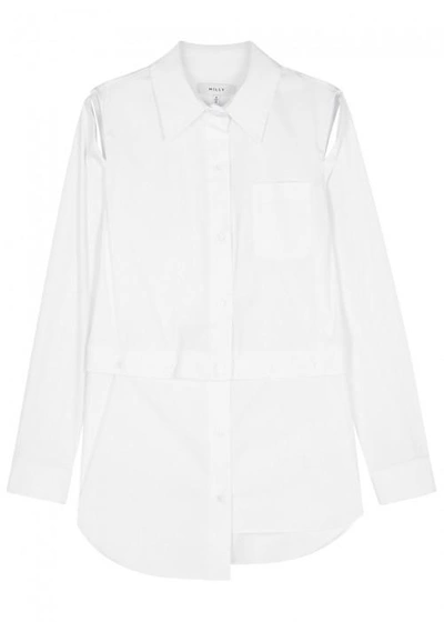 Shop Milly White Cotton Blend Shirt