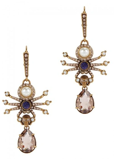 Shop Alexander Mcqueen Swarovski Crystal-embellished Spider Earrings