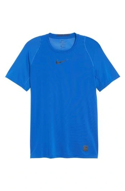 Shop Nike Pro Fitted T-shirt In Game Royal/ Black/ Black