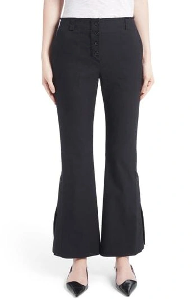 Shop Proenza Schouler Stretch Cotton Blend Flare Pants In Black