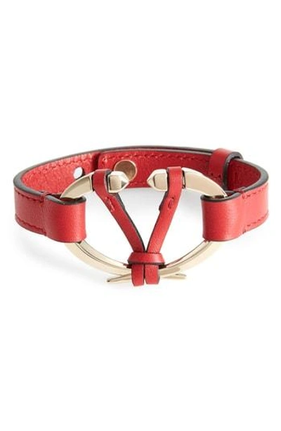 Shop Valentino Rockstud V Leather Bracelet In 0ro