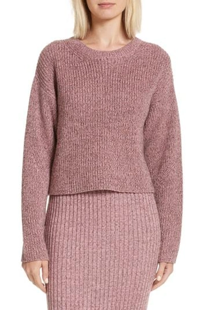 Shop Rag & Bone Leyton Metallic Knit Merino Wool Blend Sweater In Dusty Rose