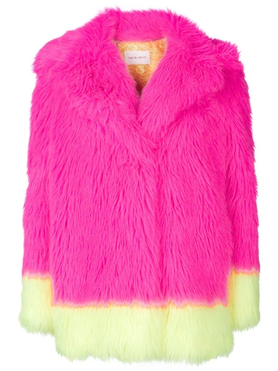 Shop Alberta Ferretti Colour Block Faux Fur Jacket