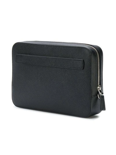 Shop Prada Structured Logo Pouch In Black