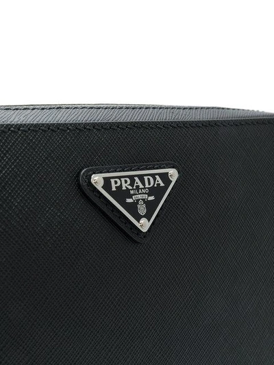 Shop Prada Structured Logo Pouch In Black