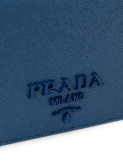 Shop Prada Saffiano Wallet Bag - Blue