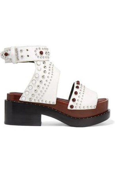 Shop 3.1 Phillip Lim / フィリップ リム Studded Cracked-leather Platform Sandals In White