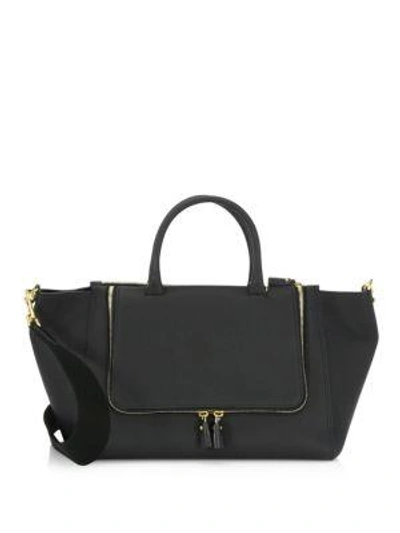 Shop Anya Hindmarch In-flight Leather Satchel In Black